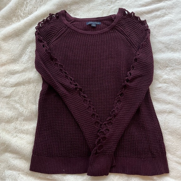 AMERICAN EAGLE Maroon sweater with arm cutouts - Picture 7 of 8